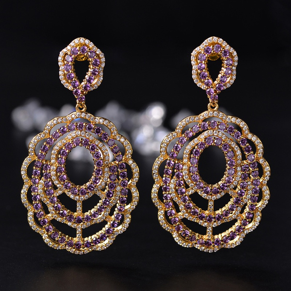 Lilac Big Drop Earrings | Auroville.com