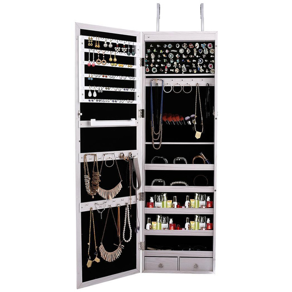 Wall Mounted Jewelry Box Door Hanging Cabinet Lockable Organizer With Mirror And Led Light Wish - Jewelry Boxes Wall Mounted Wall Mounted Jewelry Box Door Hanging Cabinet Lockable Organizer With Mirror And Led Light Wish - Jewelry Boxes Wall Mounted