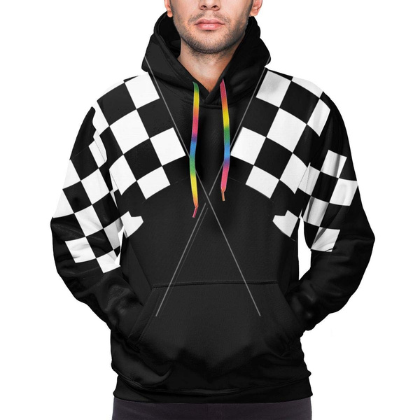 Checkerboard print hooded sweatshirt sale