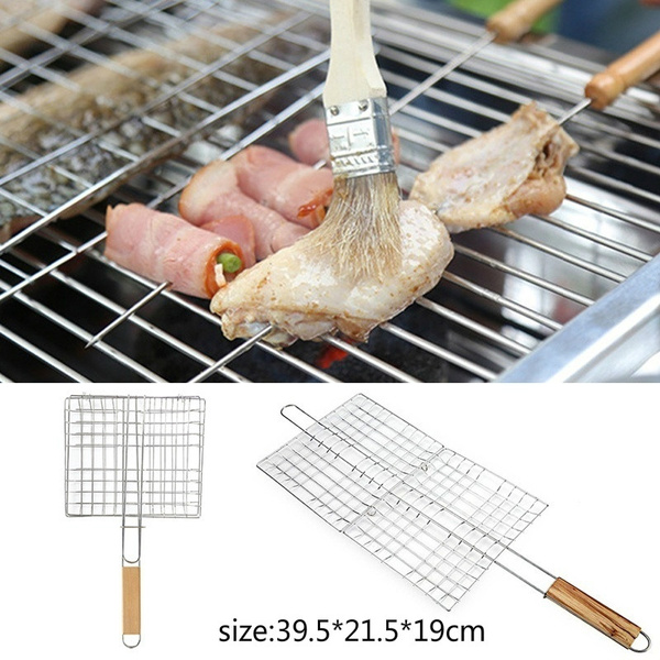 geluid liter Smeltend 39.5*21.5*19cm HOT Stainless Steel BBQ Grills Portable Barbecue Folder  Roasting Vegetables Burger Grilled Clips BBQ Tools | Wish