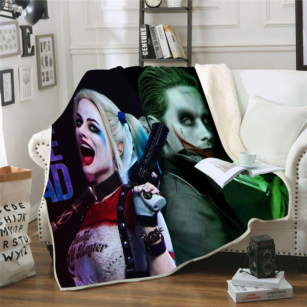 Harley Quinn 3D Sherpa Blanket Home Sofa Couch Quilt Cover Throw Fleece Velvet 
