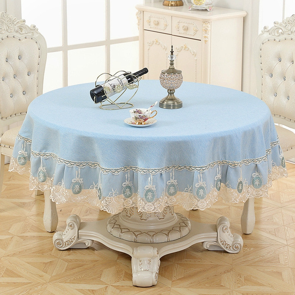 European Round Table Cloth Art Pattern, Round Nightstand Tablecloth