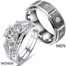 Cubic Zirconia, Couple Rings, wedding ring, gold