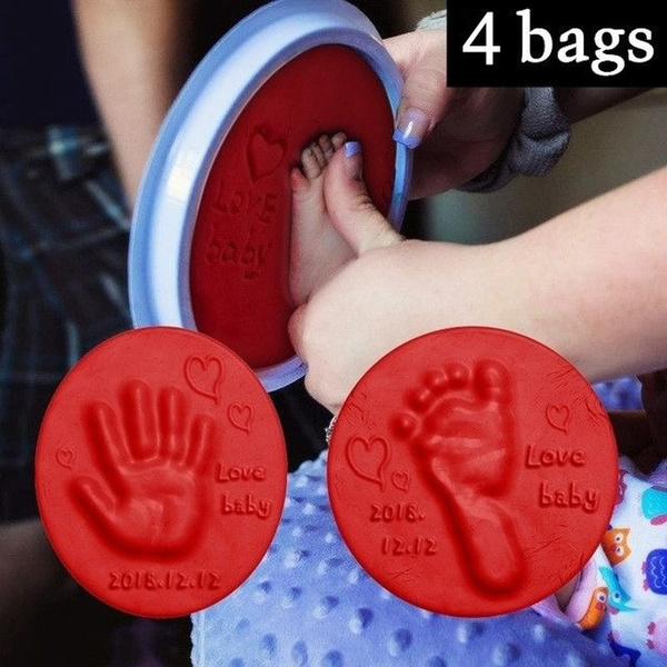 4 Bags Baby Hand Foot Inkpad Ultra Light Stereo Baby Care Air Drying Soft Clay Baby Handprint Footprint Imprint Kit Casting Baby Toys Wish