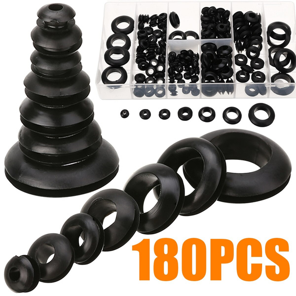 180/200pc Rubber Grommets Assortment Set Open Blanking Hole Wiring Cable Gasket 