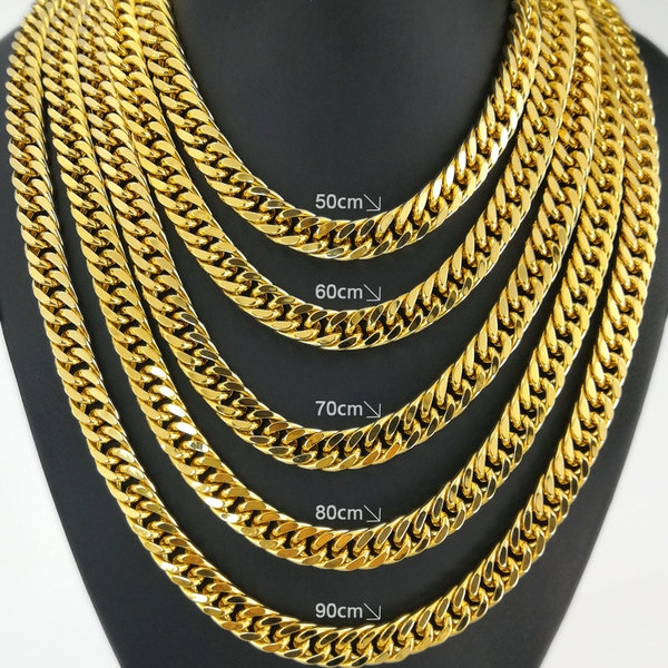 90cm 80cm 70cm 60cm 50cm Length Solid Men S 18k Gold Filled Cuban Curb Chain Necklace Xianglian N111 Wish