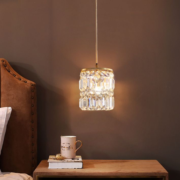New Modern Crystal Pendant Lights E14, Bedroom Hanging Bedside Lamps