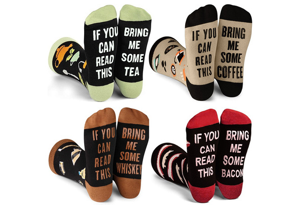 If you can read this socksplease bring me coffee funny socks Novelty socks socks with sayings coffee lover gift