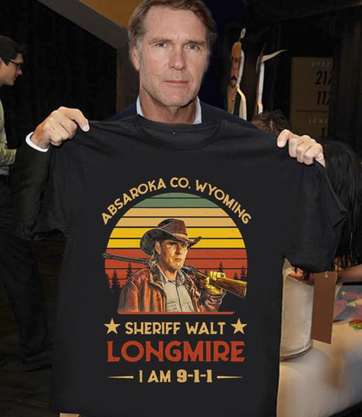 Absaroka Co Wyoming Sheriff Walt Longmire I Am 911 t shirt Vintage Men Gift Tee 