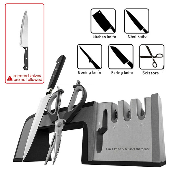 Knives Sharpeners, 4 In 1 Kitchen Blade and Scissors Sharpening Tool