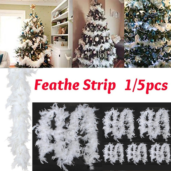 5PCS 2M Christmas Tree White Feather Boa Home Party Xmas Ribbon Garland Decor US 