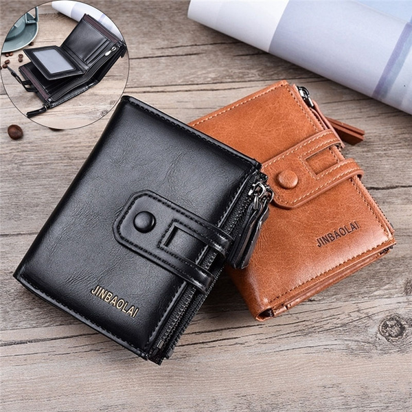 Men's Leather Short Wallet Money Clip Card Holder Horizontal
