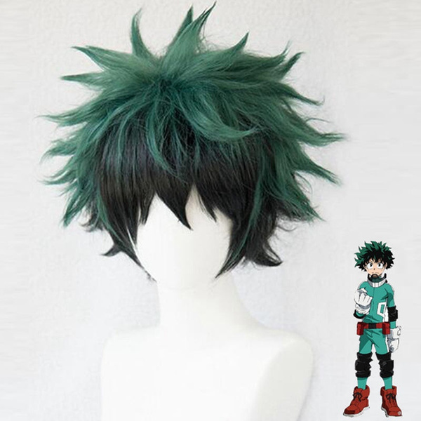 N&A My Hero Academia Midoriya Izuku Deku Cosplay Wigs Black Green Halloween Costume Curly Wig 