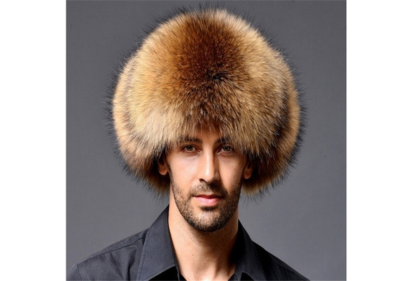 1Ushanka Men's Winter Real Raccoon Fur&Lamb Leather Russian Cossack Trapper Hats