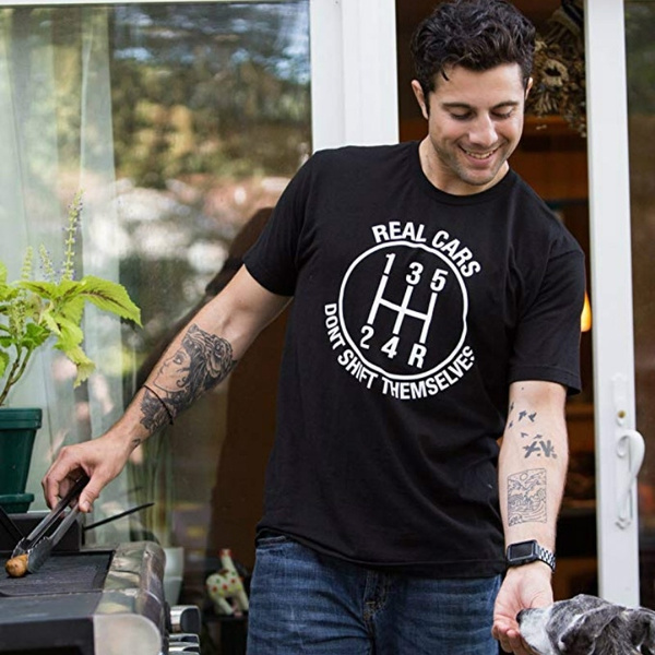 Men's Funny Car Enthusiast T-Shirt - Manual Shift Mechanic Graphic Tee