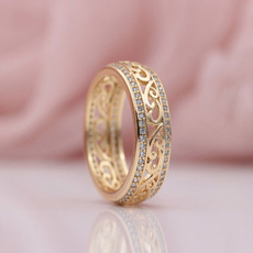 wedding ring, gold, Anillo de diamantes, simplering