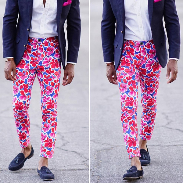 Men's Casual Garden Prints Floral Pants for The Summer Pants Trousers Print  Straight Pants for Men Pants Red Pants
