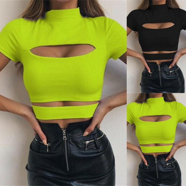 Plus Size New Design Women Summer Fashion Crop Top Hot Solid Color Short  Sleeve Sexy Hollow Out Tank Tops Casual Loose Slim Fit Blouse Cute Round  Neck