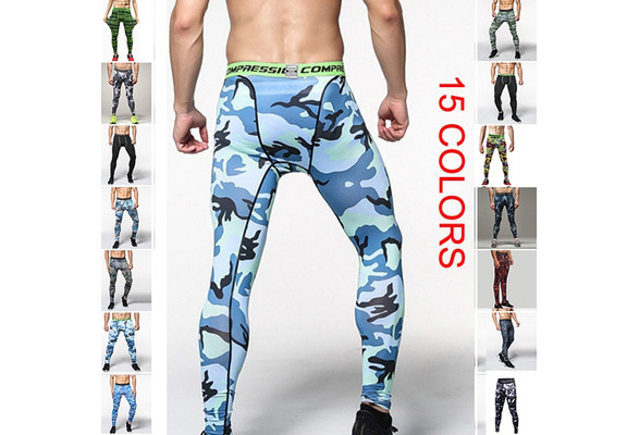 Men's Running Camo Compression Leggings Base Layer Fitness Jogging Trousers  Tights Sport Training Gym Wear Pants