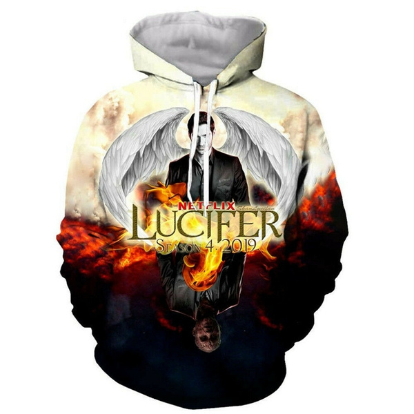 Women Men 3D Print Hoodies Pullover Sweatshirts Lucifer Casual Plus Size Tops