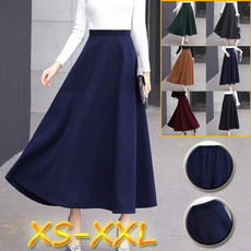 woolen, Fashion, longpleatedskirt, Winter
