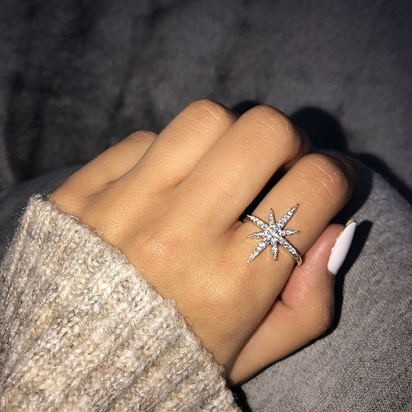 E&e Sterling Silver Star Ring Womens Jewellery Rings 