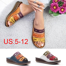 New Fashion Ladies Summer Slippers Low Heel Sandals Open Toe Outdoor Slippers Gladiator Wedges Slippers