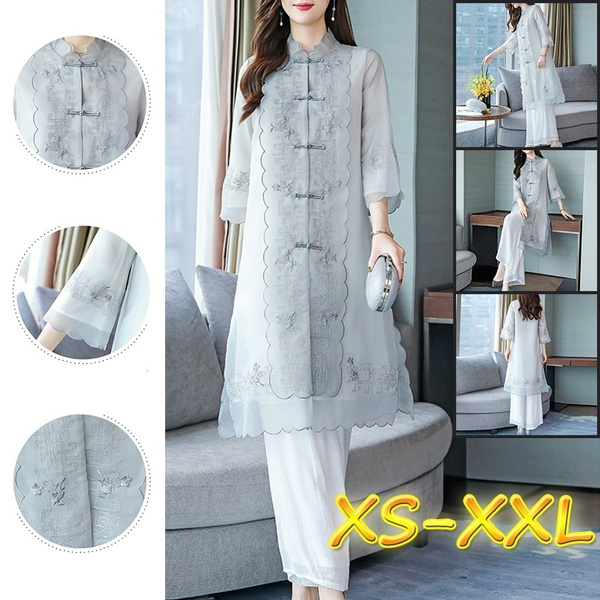 Chiffon Pant Suit For Mother Of The Bride Women Party Wedding Guest Formal  Vintage Chinese Style Elegant 2 Piece Sets Pantsuit - Pant Suits -  AliExpress