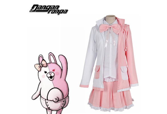 Danganronpa Dangan-Ronpa 2 Monomi mix pink/white Cosplay Costume fancy dress 