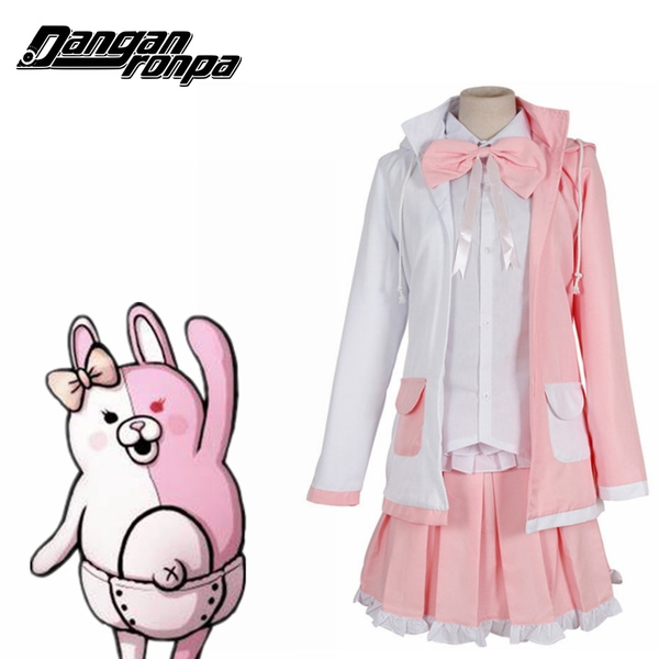 Danganronpa Dangan-Ronpa2 Monomi Mix Pink/White Fancy Dress Skirt Cosplay Costum 