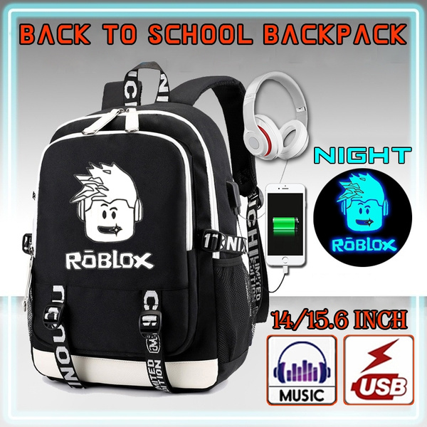 Roblox Luminous Backpacks With Usb Charging Port Headphone Port School Bags For Teenagers Boys Girls Big Capacity School Backpack Waterproof Satchel Kids Book Bag Wish - roblox backpacks for kids