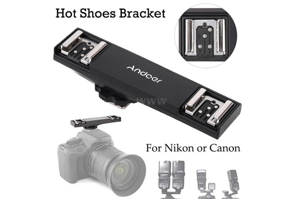 Dual Hot Shoe Flash Speedlite Bracket Splitter for Nikon DSLR Camera 