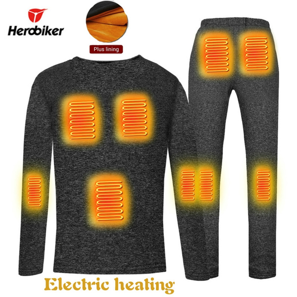 Men Heated Jacket Underwear Electric Heating Jacket Electric USB Heated  Thermal Underwear Set Keep Warm for Autumn Winter