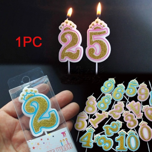Happy Birthday Number Candles Party Cake Topper Decoration Sparkling Pink Gold 
