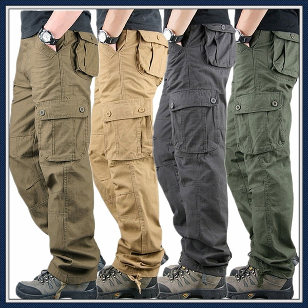 Men's Overalls Outdoor Straight Multi-pocket Cargo Pants Casual Wear ...