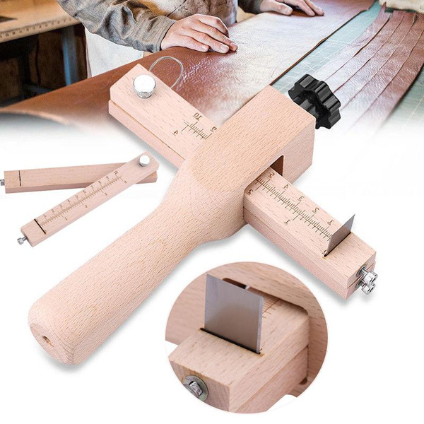 Wooden Hand Leather Strip Strap Cutting Tool DIY Craft Tools Cutter