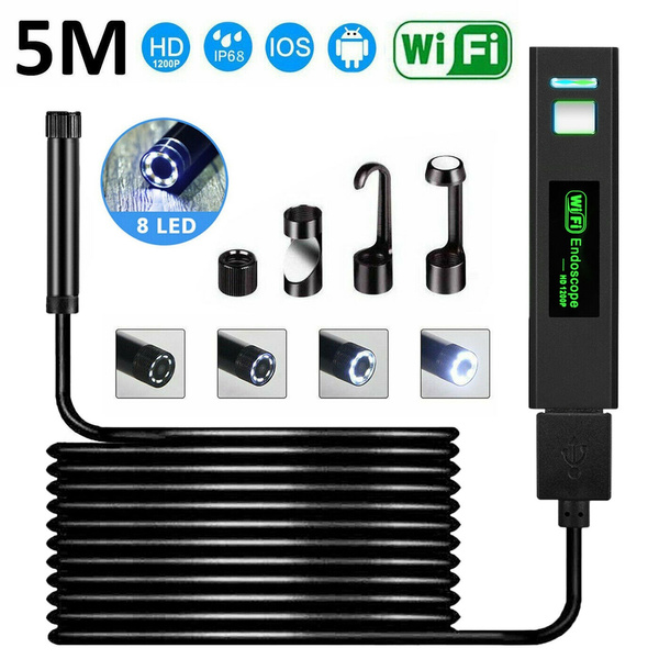 5M 8LED Endoscope WiFi Borescope Snake Inspection Camera for