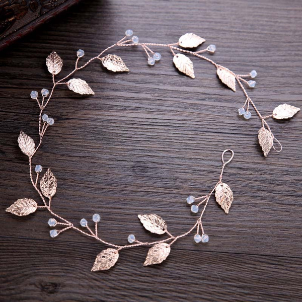 Rose Gold Leaf Bride Hair Band Gold 
