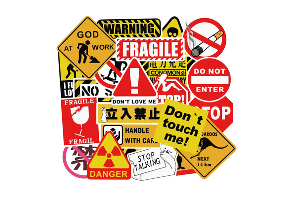 SOLUSTRE 9 Pcs Warning Stickers Caution Sign Stickers Danger Sign Do Not  Exit Sticker No Entrance Labels Dangerous Warning Sign Dangerous Symbol Car