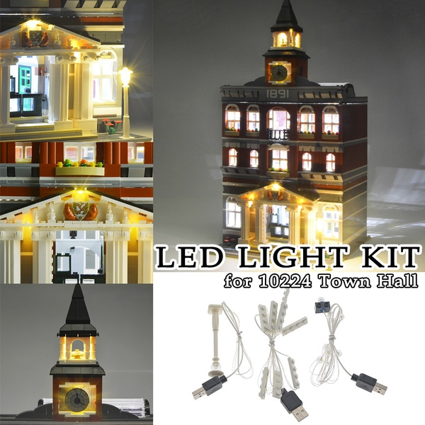 LED Light Kit for Lego 10224 Town Hall Building Blocks Toys Bricks USB Interface 