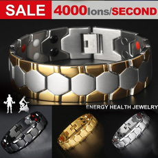 4000 Gauss Titanium 316L Stainless Steel Bio Magnetic Bracelet for Men Therapy Bracelet Gold Color 15mm 4 IN 1 Bracelet Health Energy Bracelet Pulsera De Energía