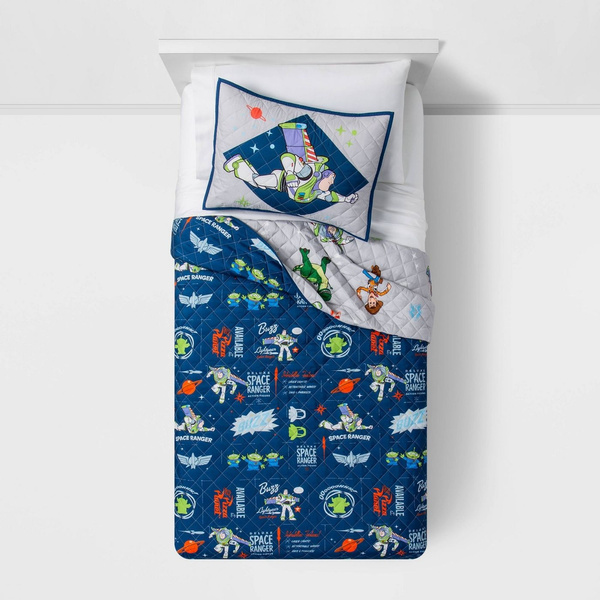 Toy Story 4 Buzz Lightyear Space Ranger Kids Full Queen Quilt Comforter And Pillow Shams Set