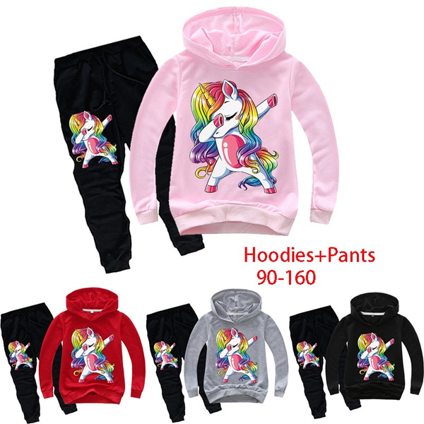 Girls Jogging Suits Zip Tracksuits Unicorn Hoodie & Trousers Clothes Xmas Gift 