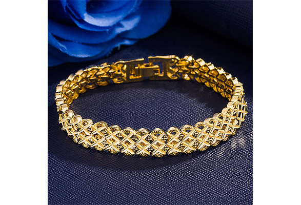 Chunky Women and Mens Hand Chain Bracelets Couple Bijoux 24K Gold Link  Chain Bracelet for Women Jewelry Pulseira Masculina