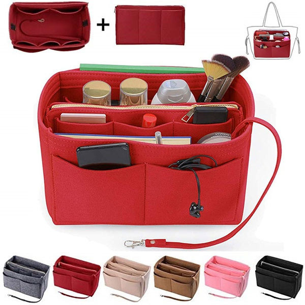 Enmain Felt Bag Organiser Multi-Pocket Handbag Organiser Insert Handbag Women Tote Purse Organizer Bag Organiser Insert Handbag/Pink