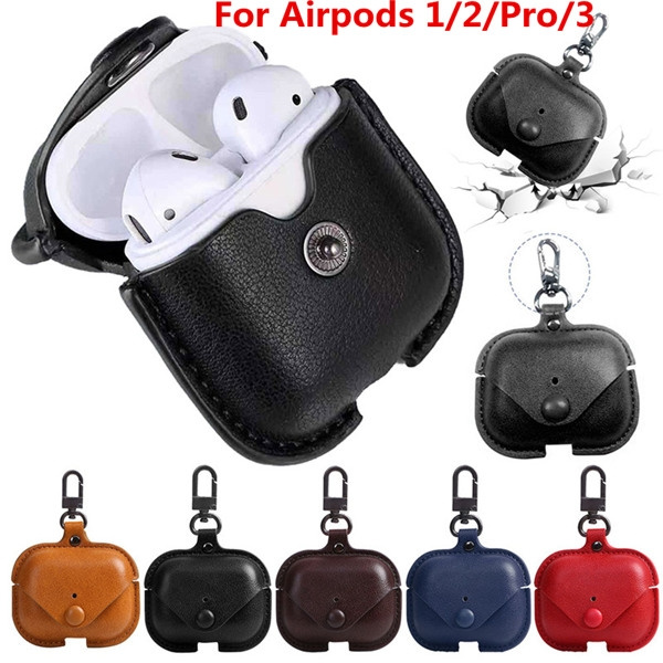 Luxury Soft Leather Headphone Case with Strap Keychain for Apple