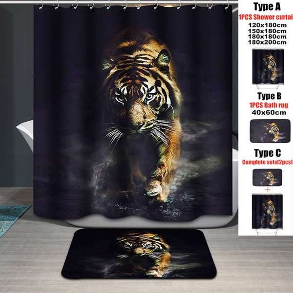 Cool Wildlife Animal Nature Decor Tiger, Wildlife Shower Curtain Hooks