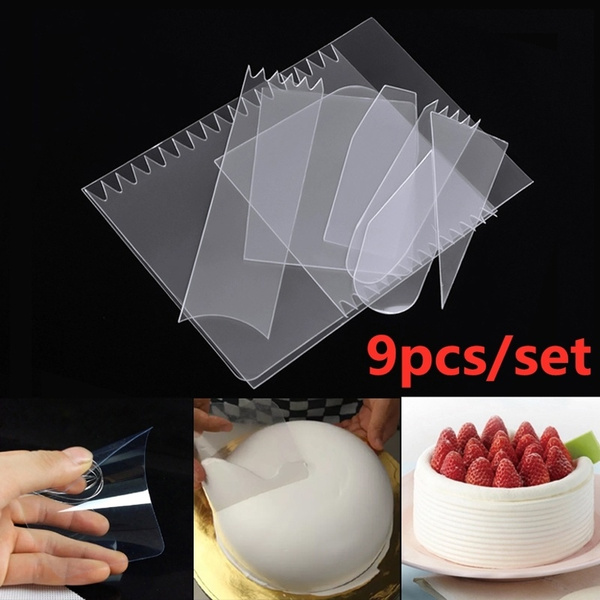 7Pcs Plastic Cake Scraper Cutters Pastry Edge Smoother Spatula Baking Decor Tool
