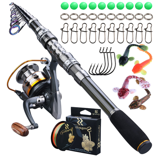 Fishing Rod and Reel Set 1.8-3.3m Telescopic Fishing Pole with Spinning Reel  Combos and Line Lure Hook Connector