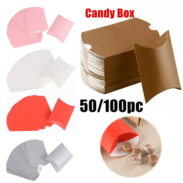 Wedding Favors Party Pillow Shape Kraft Gift Bag Paper Candy Boxes Christmas 